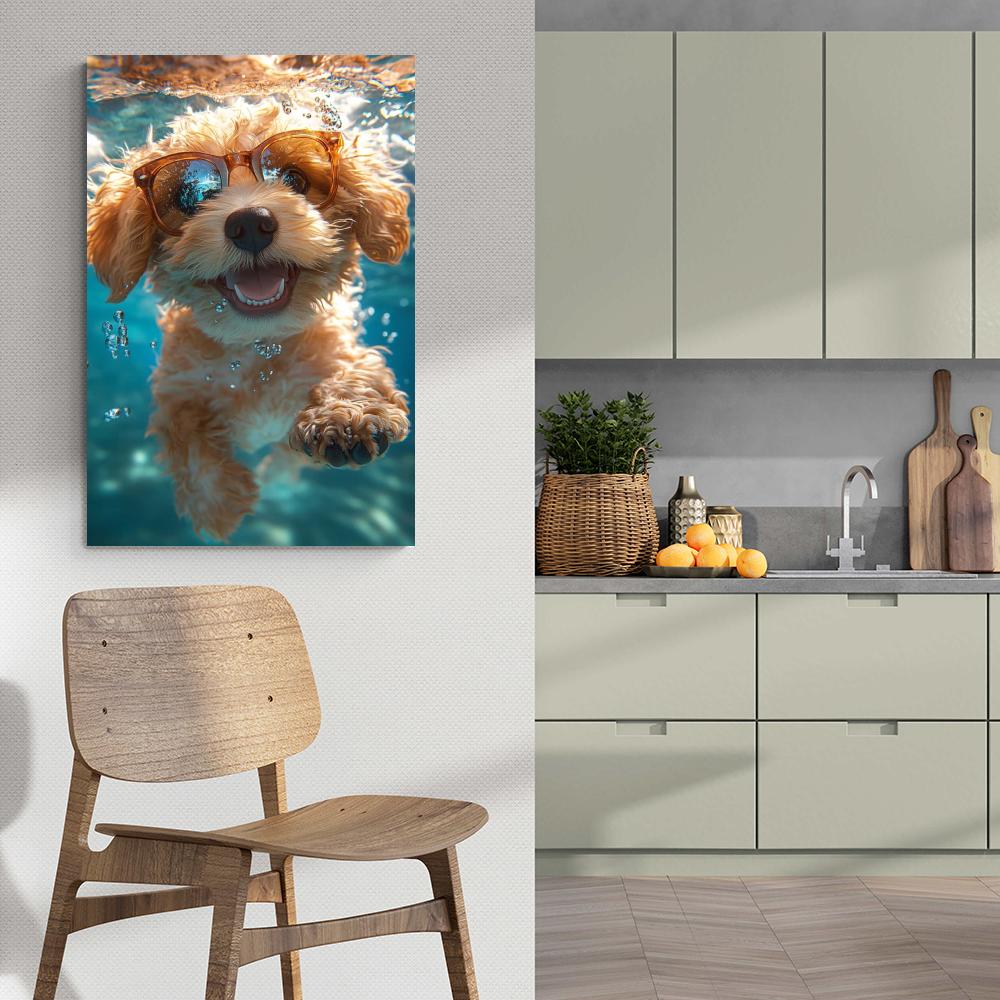 Chiot qui Nage dans un intérieur