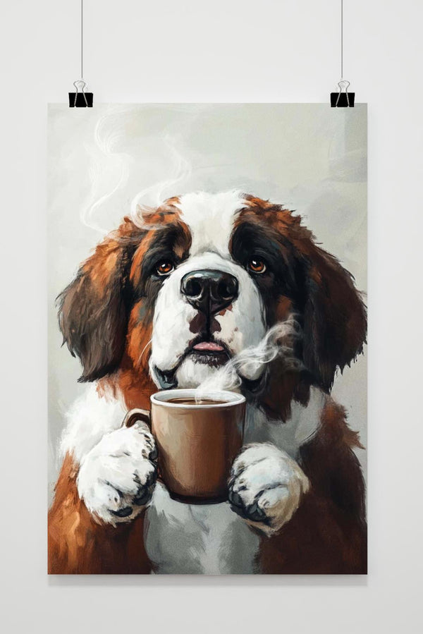 Affiche Chien café
