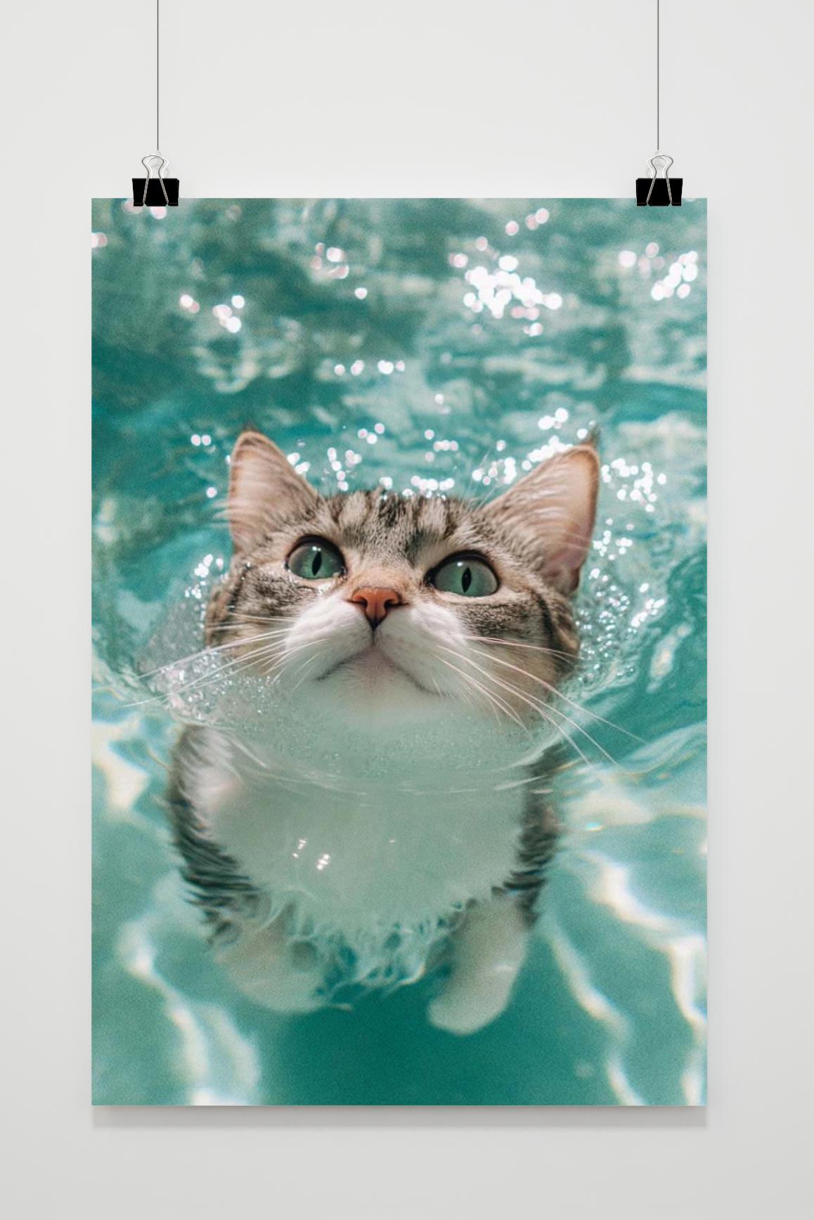 Affiche Chat qui nage de 25 Artstreet