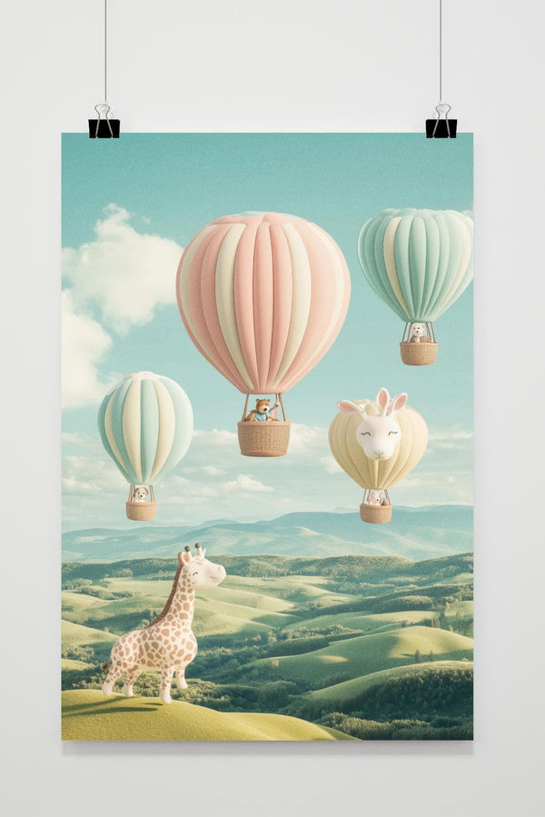 Póster Adorables Globos Aerostáticos