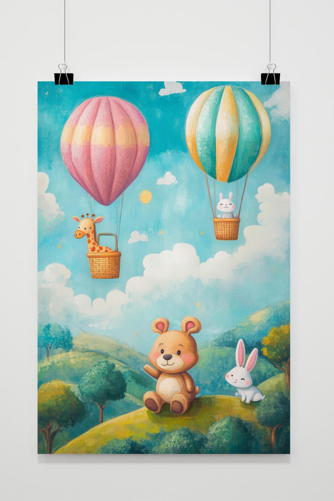 Affiche Ours Montgolfières de 25 Artstreet