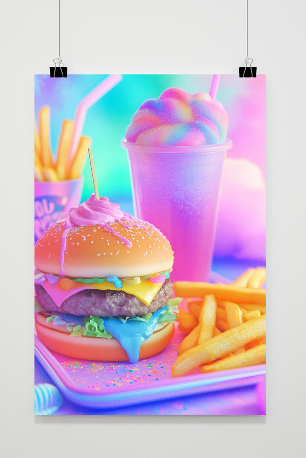 Pastell Burger Pommes Poster