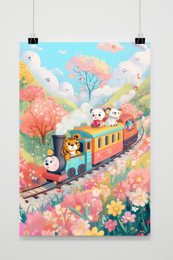Póster Animales en Tren