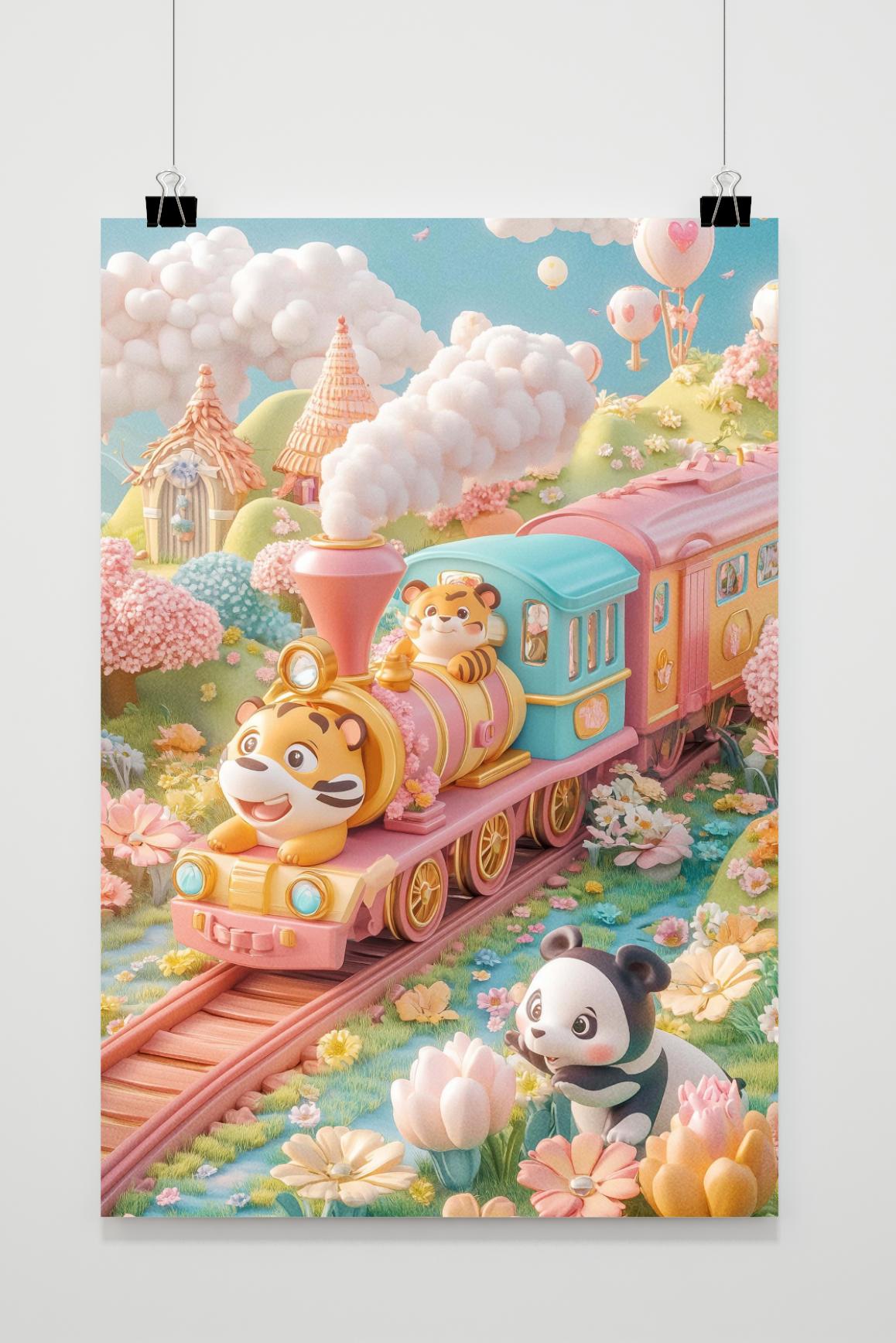Póster Tigre y Tren de 25 Artstreet