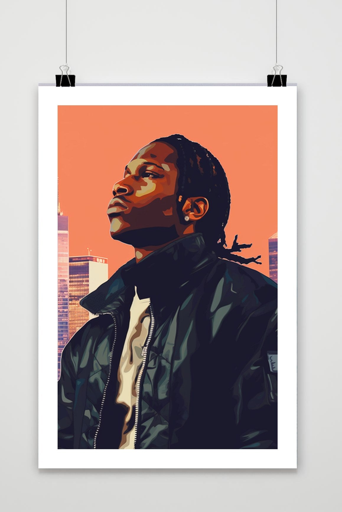 A$ap Rocky poster met witte rand (passe-partout)