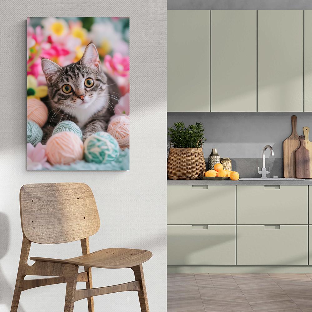 Chat balle pelote dans un intérieur