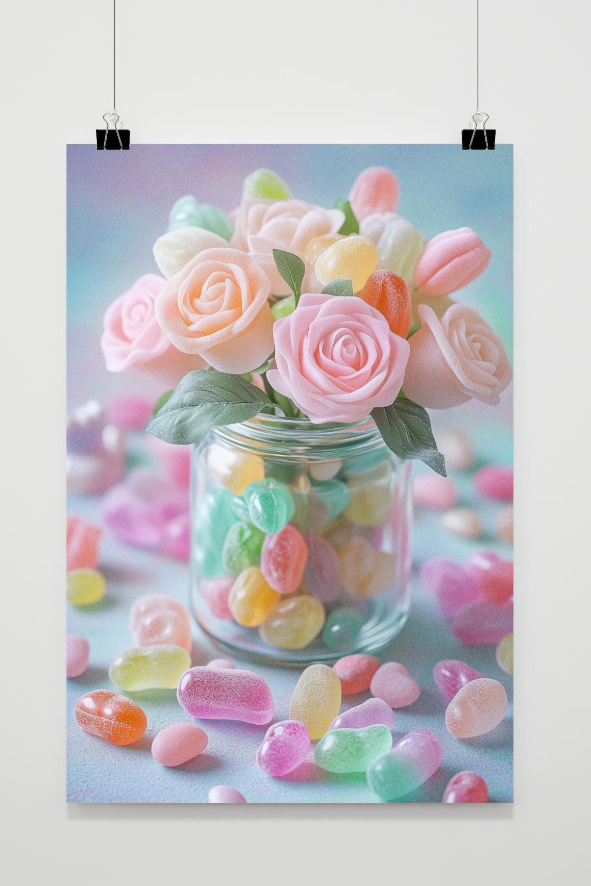 Affiche Fleurs Pot de Bonbons de 25 Artstreet