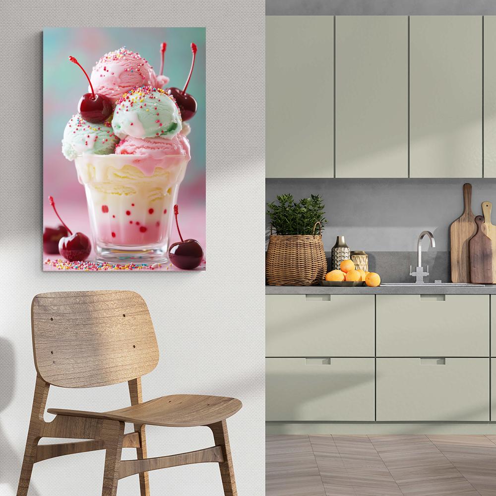 Glace cerise dans un intérieur