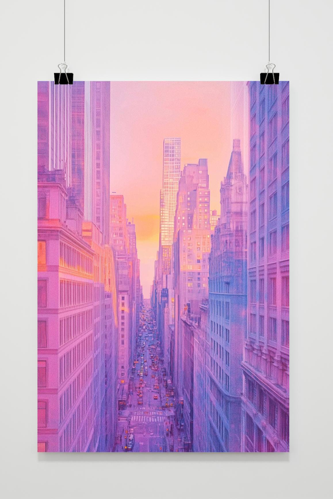Affiche Panorama Urbain Pastel de 25 Artstreet