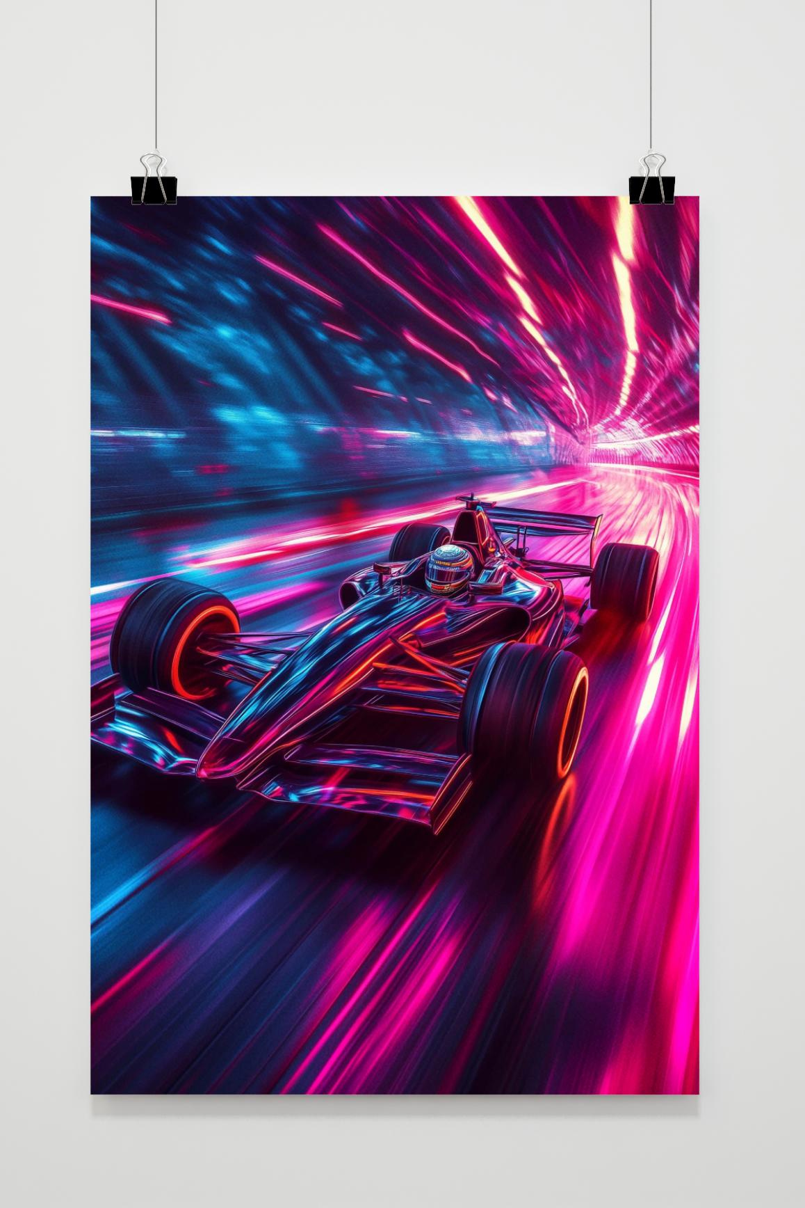 Affiche Voiture de Course Néon de 25 Artstreet