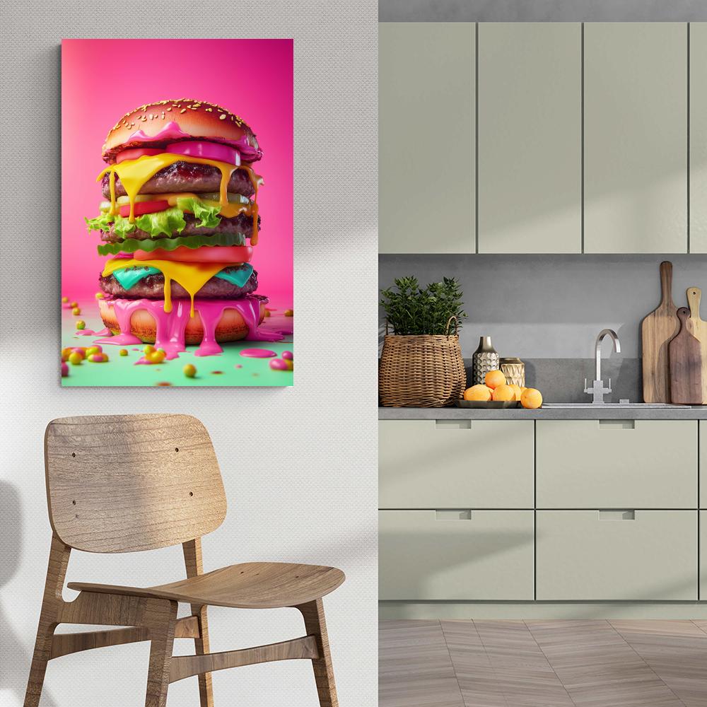 Hamburger géant dans un intérieur