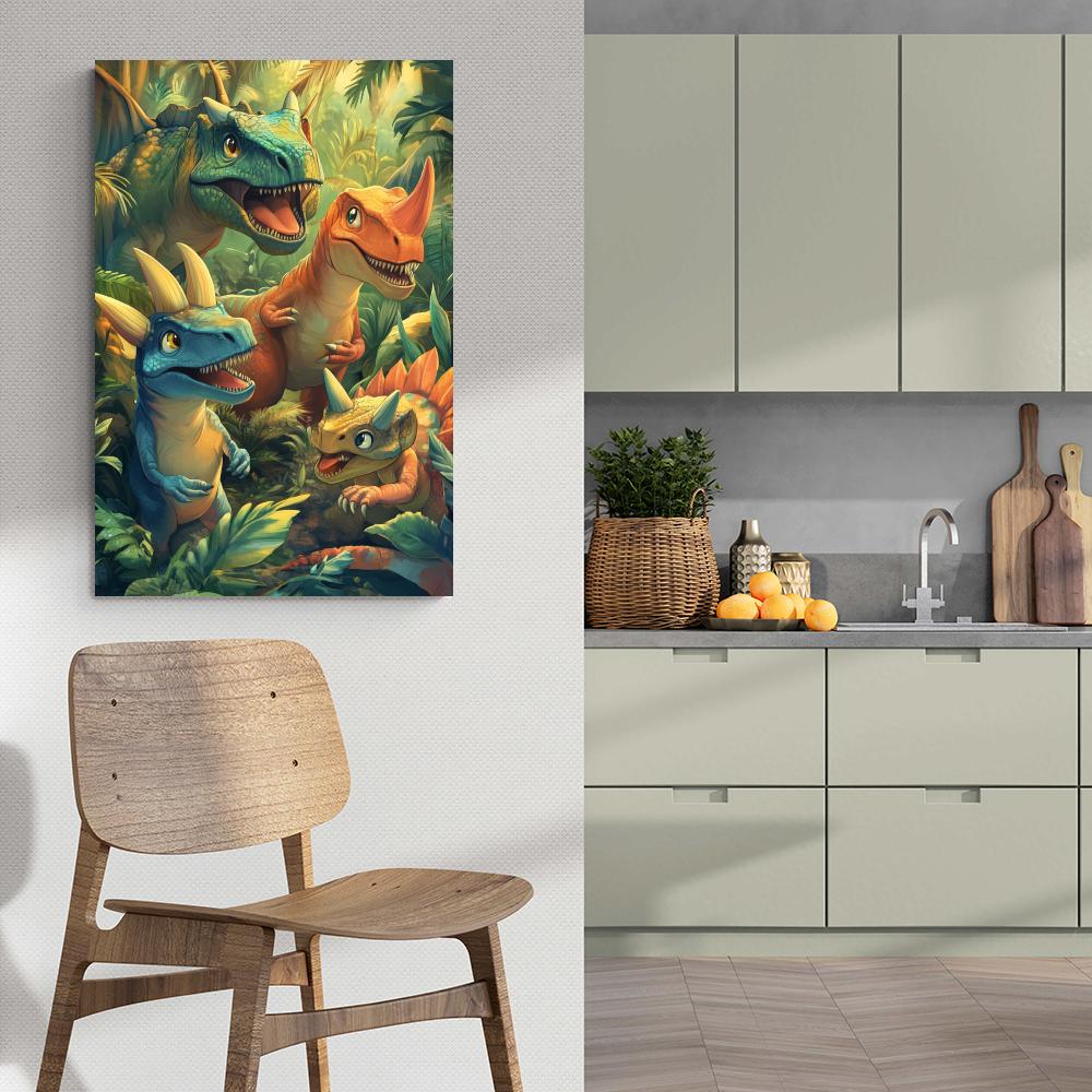Dinosaures dans un intérieur