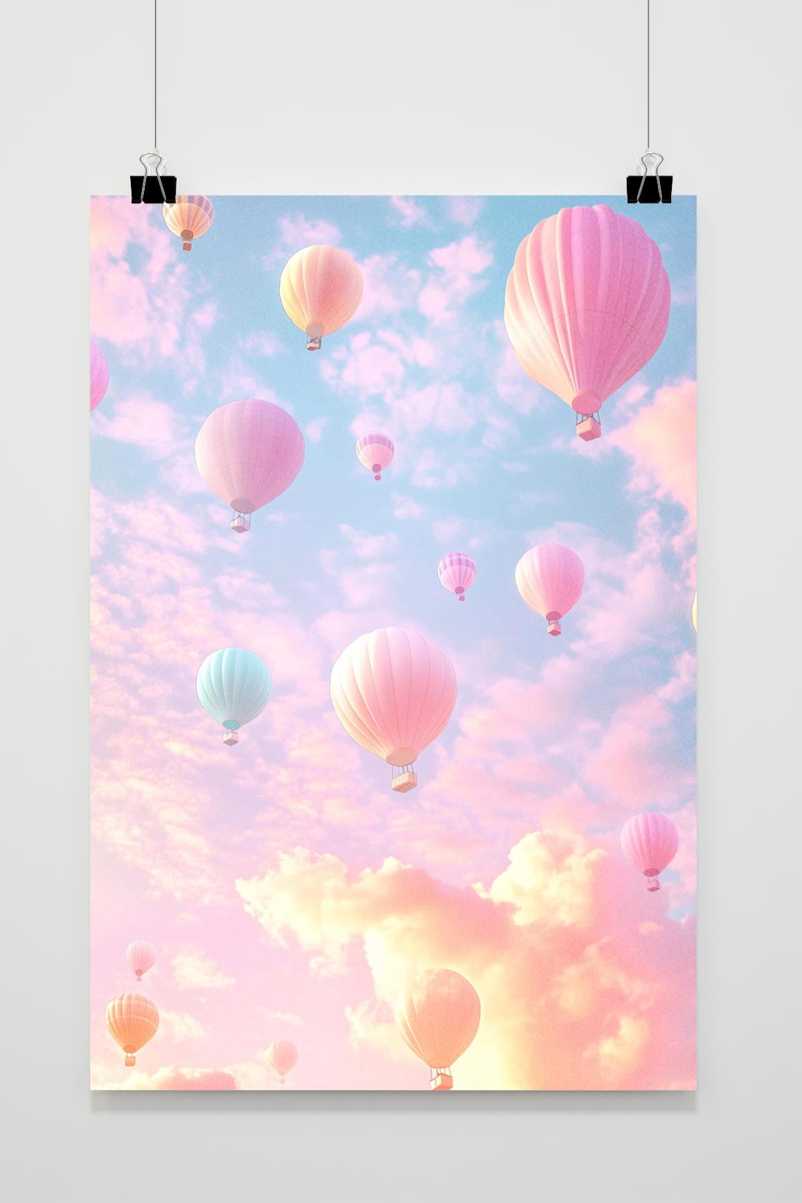 Affiche Montgolfières Pastel de 25 Artstreet