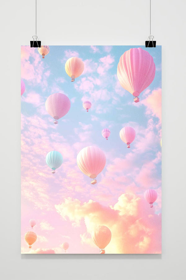 Affiche Montgolfières Pastel