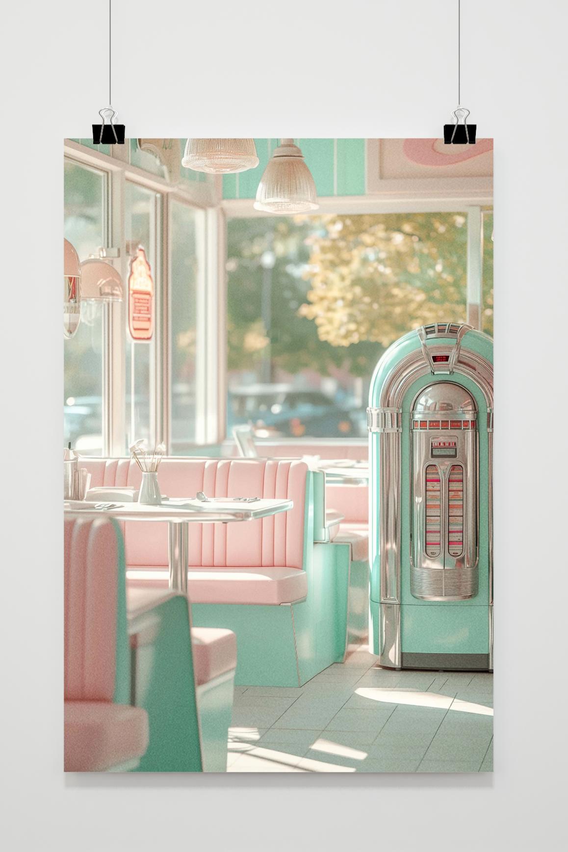 Affiche Diner Rétro Pastel de 25 Artstreet