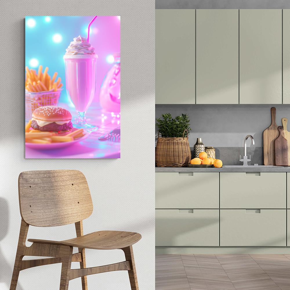 Milkshake Hamburger dans un intérieur