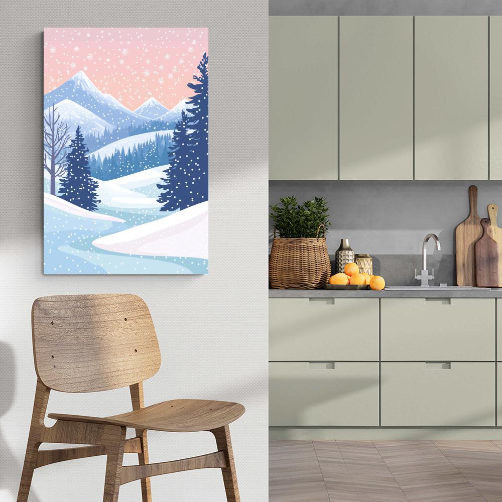 Montagne Enneigée Bleue dans un intérieur