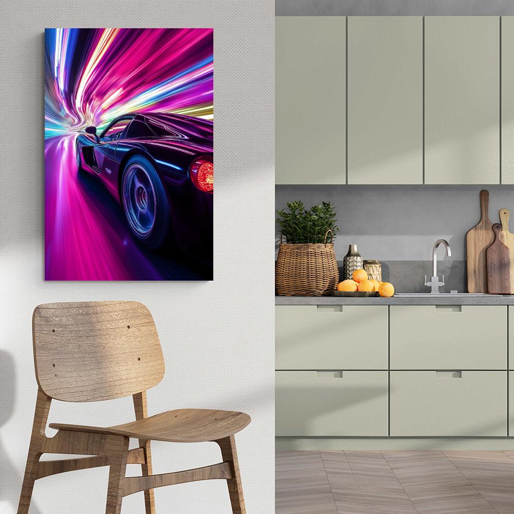 Voiture de Sport Néon dans un intérieur