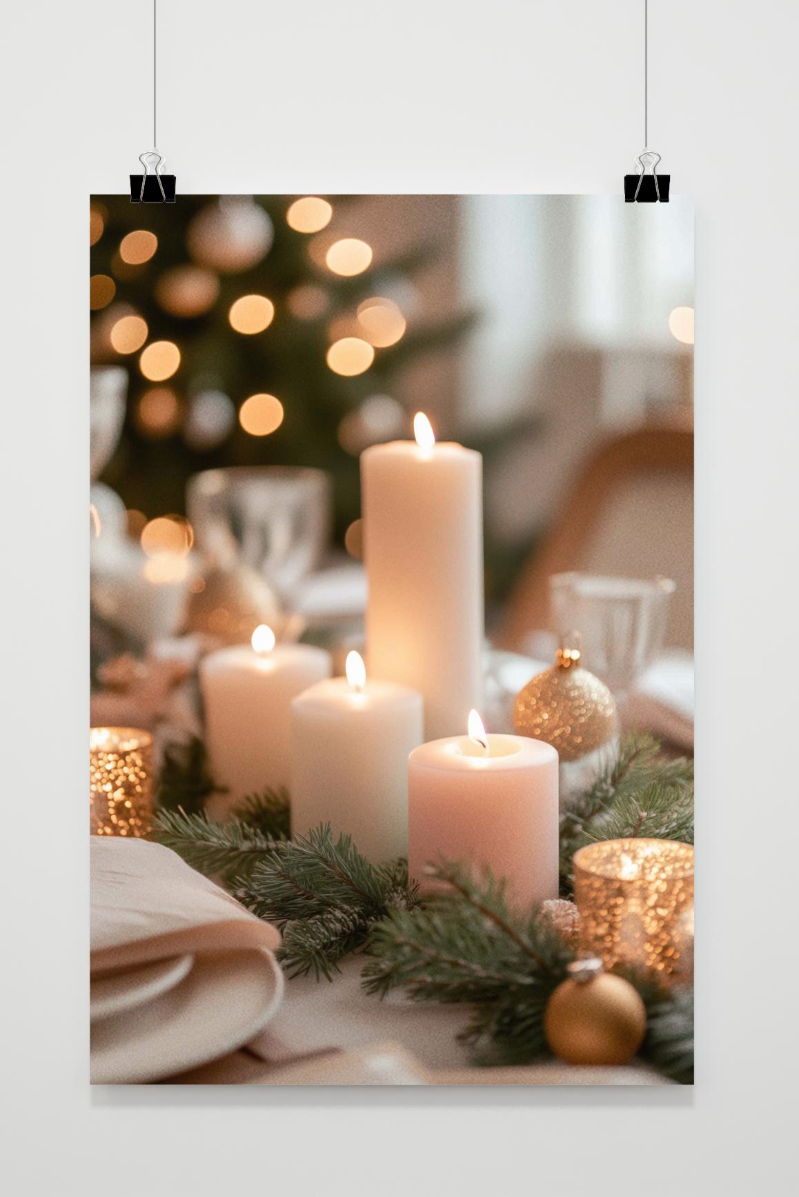 Affiche Table de Noël et Bougies de 25 Artstreet