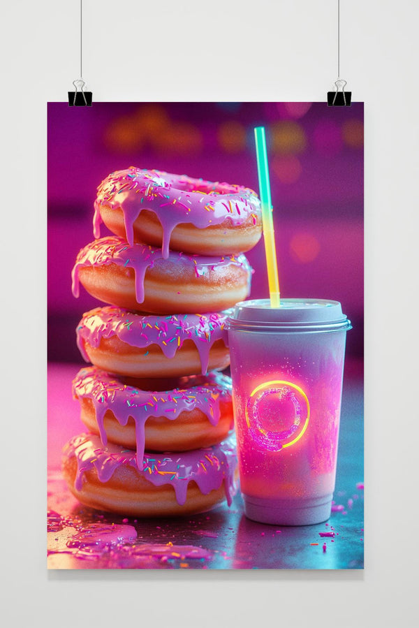 Donut Drank Neon poster