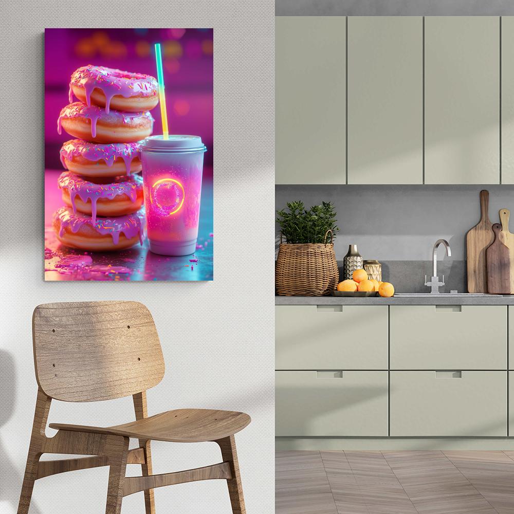 Donut Boisson Néon dans un intérieur