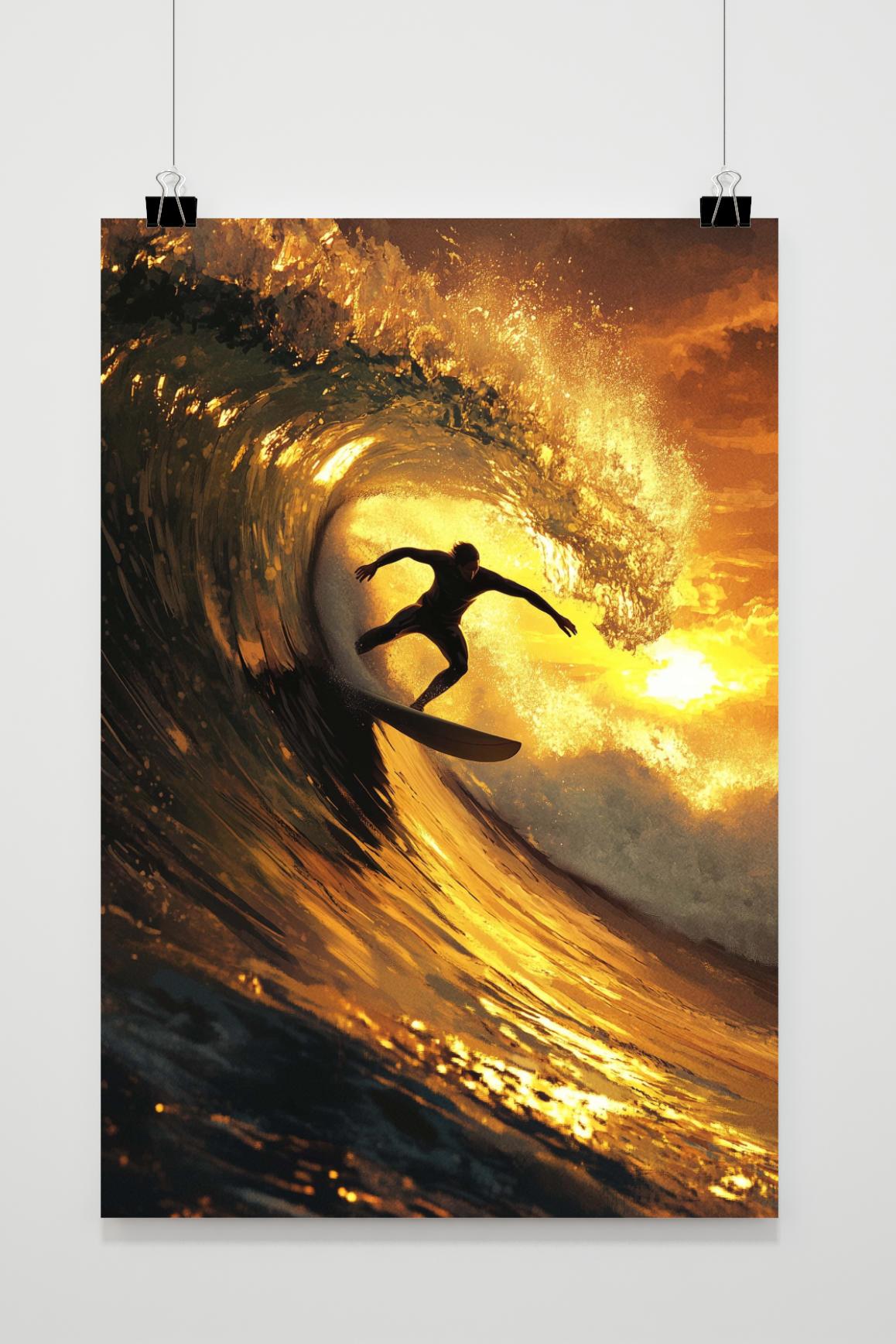 Affiche Surfeur sur la Vague de 25 Artstreet