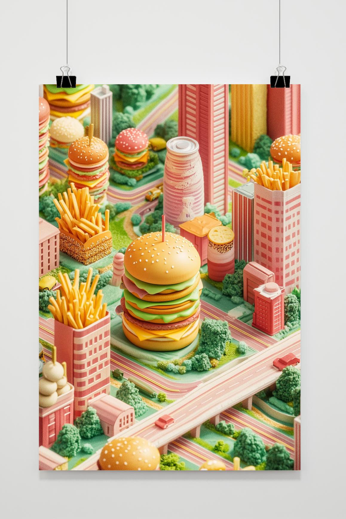 Affiche Burger Frites Ville de 25 Artstreet
