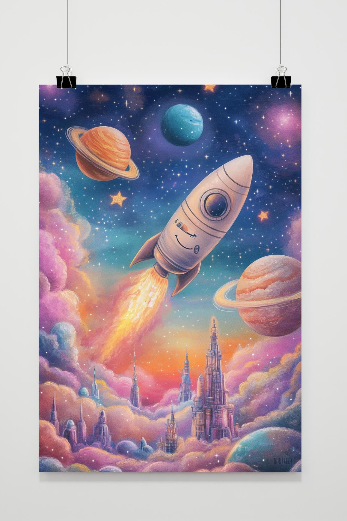 Affiche Vaisseau Spatial Planètes de 25 Artstreet