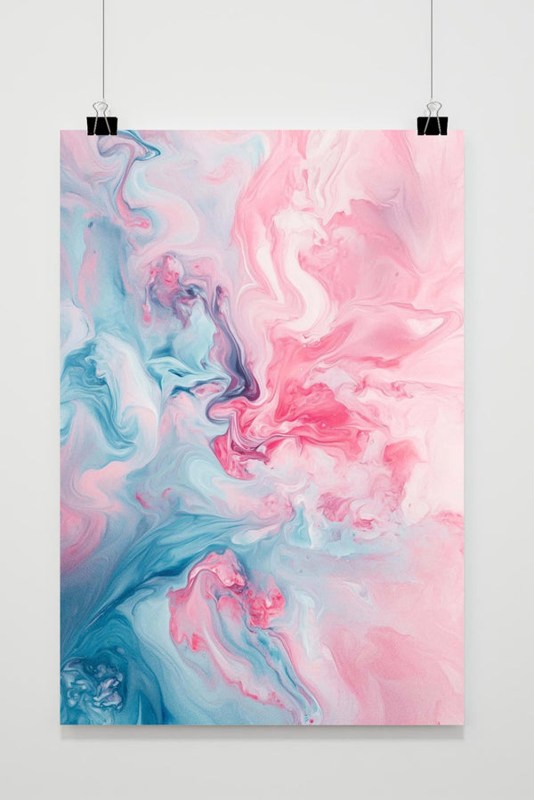 Abstract Roze Blauw poster