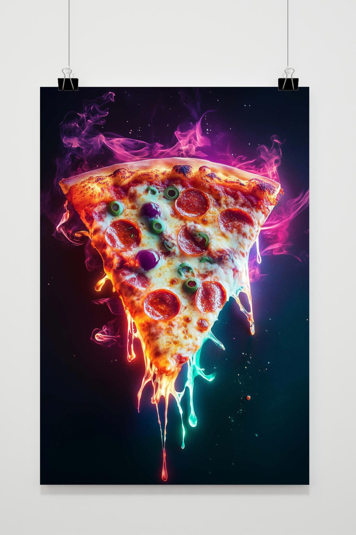 Affiche Part de Pizza Néon de 25 Artstreet