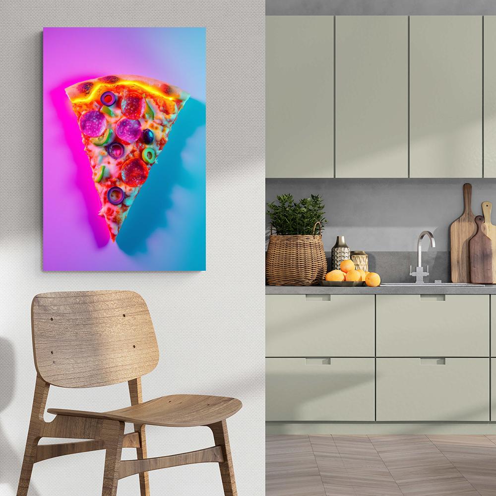 Pizza Néon dans un intérieur