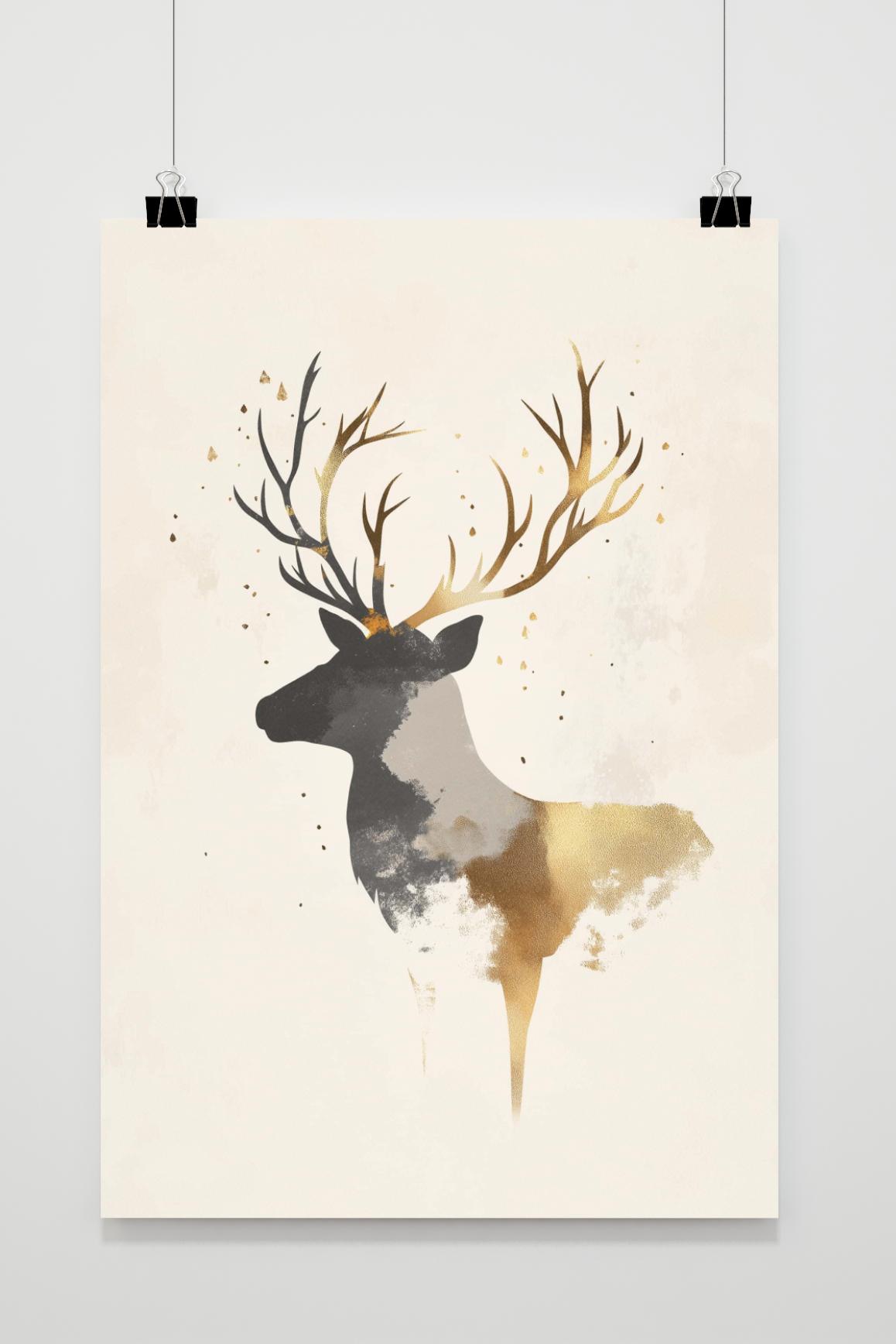 Affiche Silhouette de Renne de 25 Artstreet