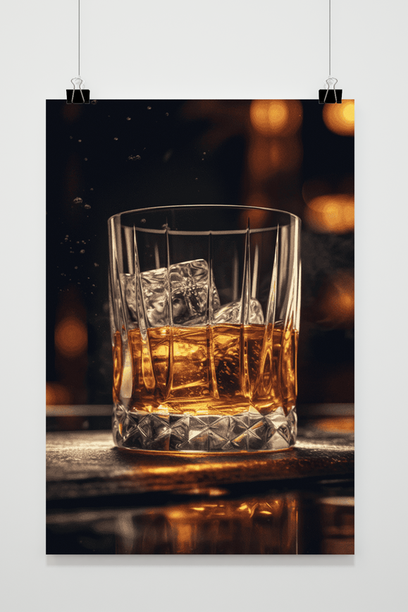 Póster Vaso de Whiskey con Hielo