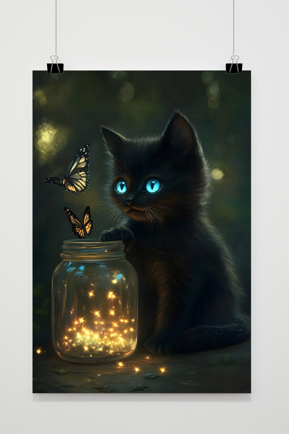 Affiche Chat Papillon de 25 Artstreet