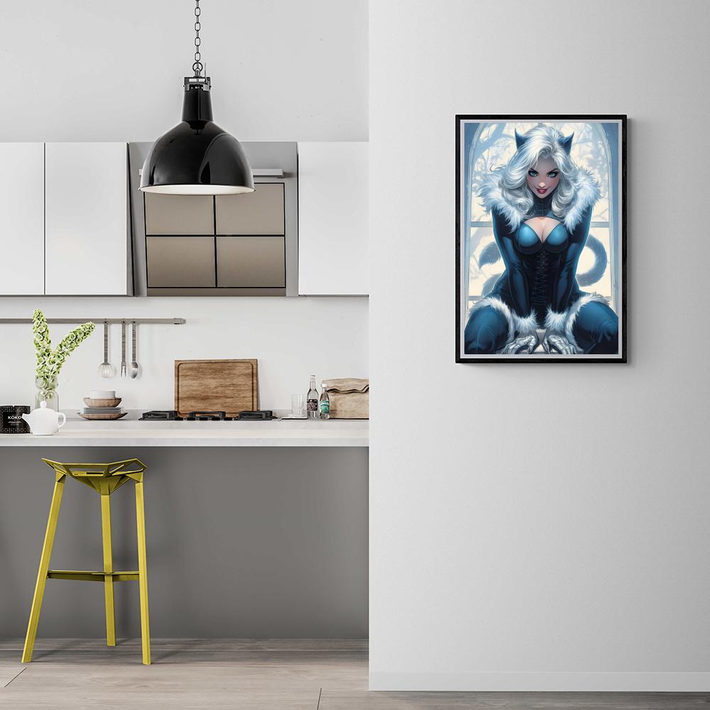 Black Cat Marvel dans un intérieur