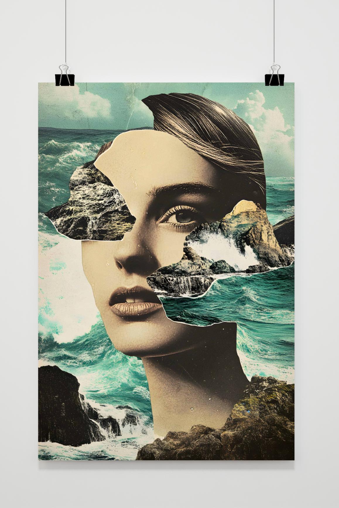 Affiche Collage Femme Mer de 25 Artstreet
