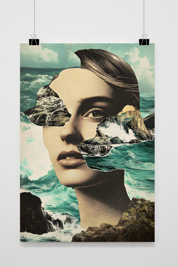 Collage Vrouw Zee poster