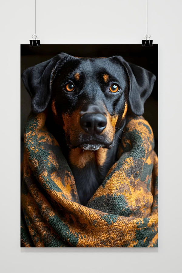 Dog with Blanket poster