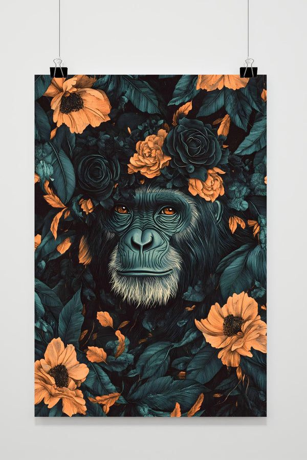 Póster Mono Florido