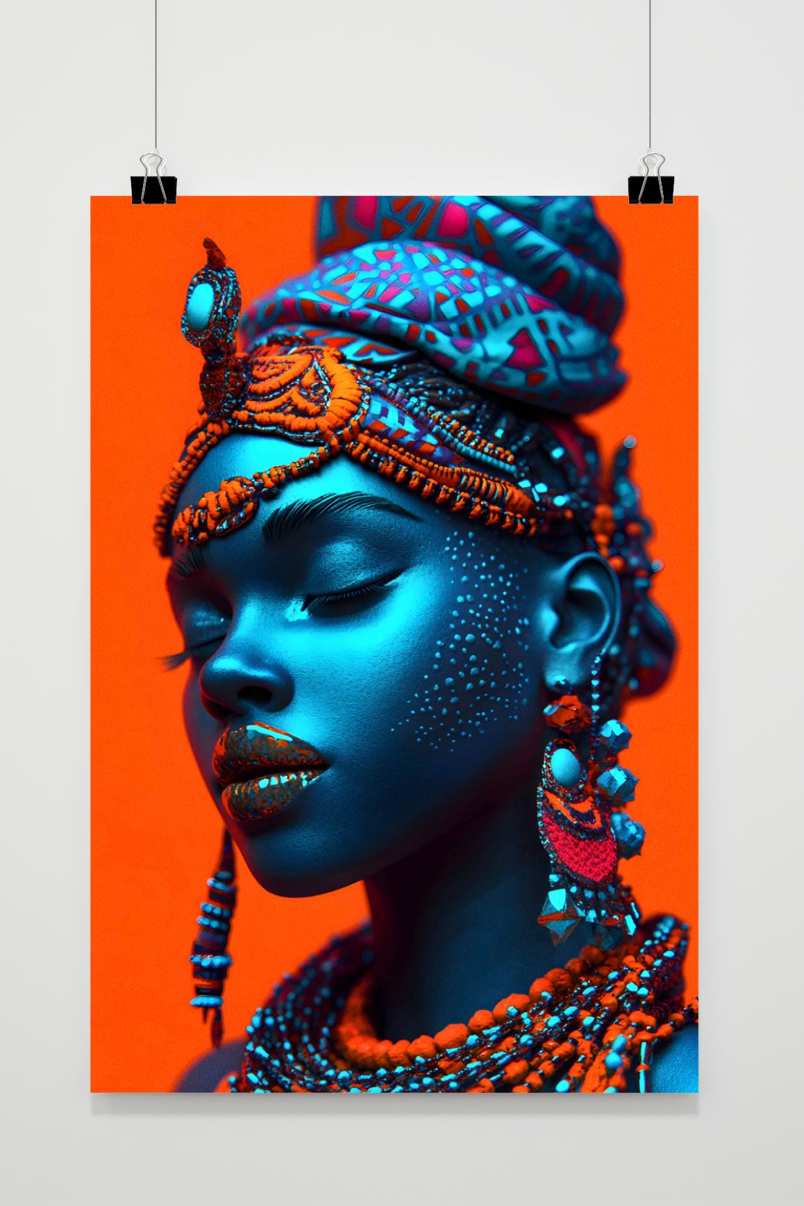 Affiche Portrait Bleu Orange de 25 Artstreet
