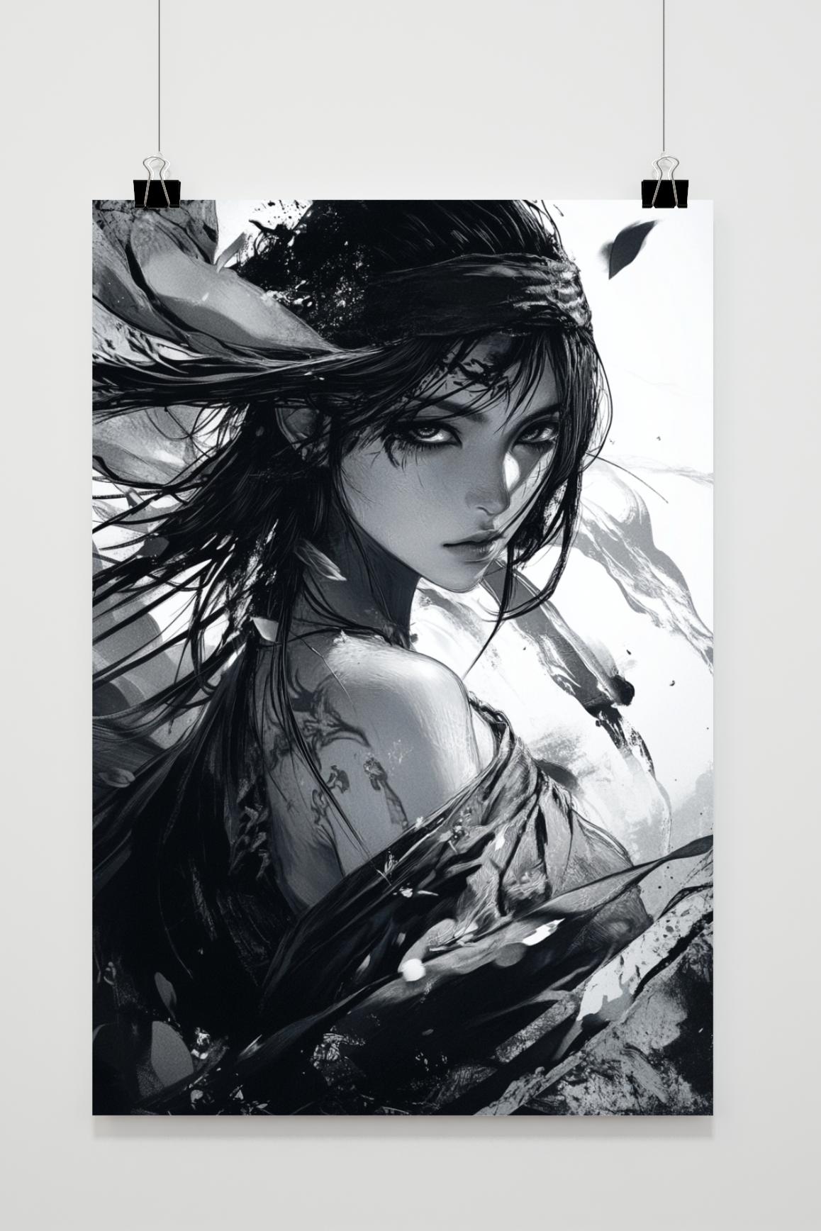 Affiche Woman Zwart-Wit Fantasy Expressive de 25 Artstreet