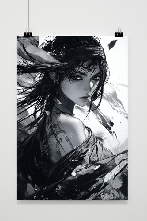 Woman B&amp;W Fantasy Expressive poster
