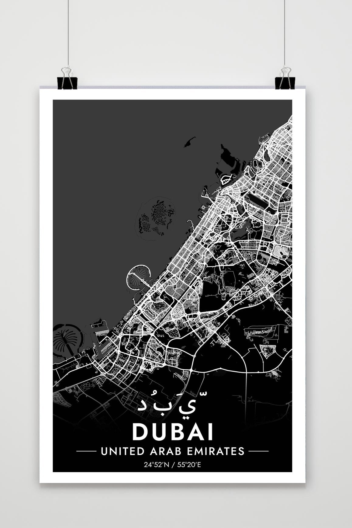 Affiche Dubai Map UAE de 25 Artstreet