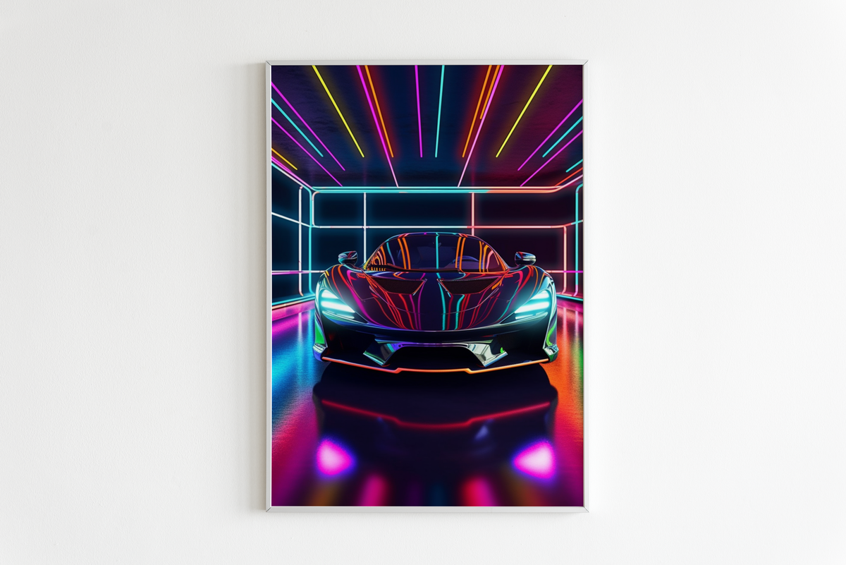 Coche Deportivo Neón en un interior