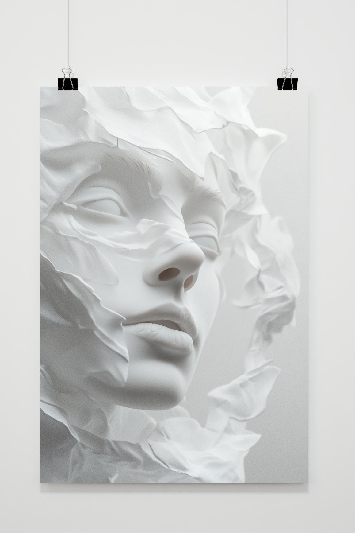White Face Abstract Sculpture Digital in interieur