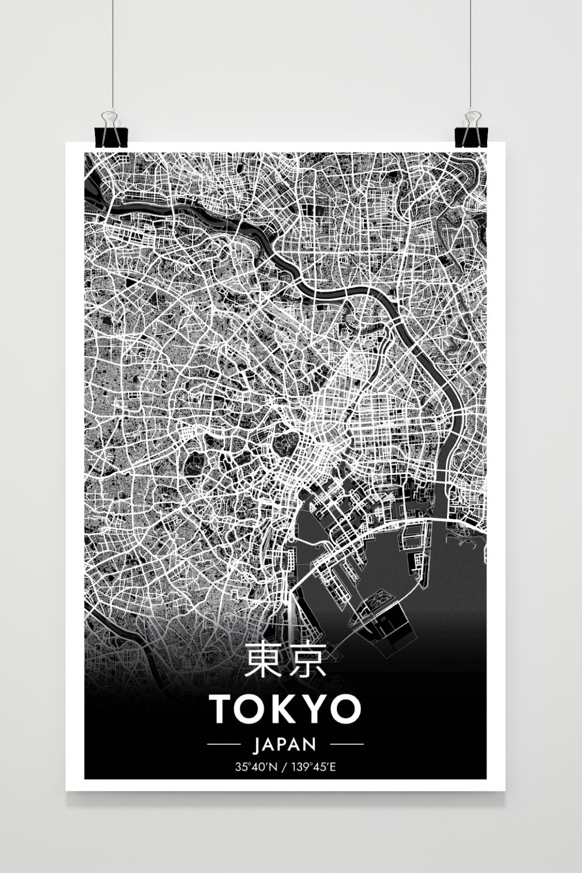 Carte de Tokyo dans un intérieur