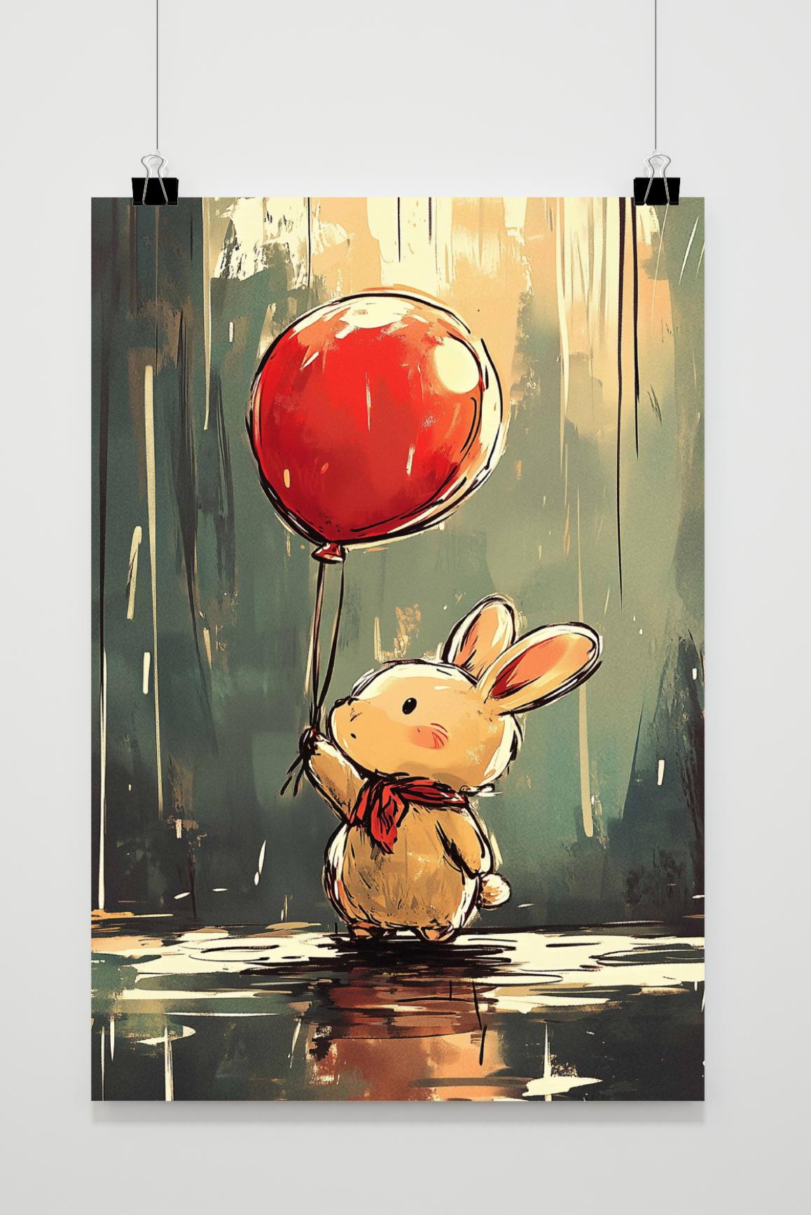 Affiche Lapin Ballon de 25 Artstreet