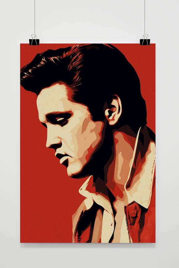 Póster Elvis Presley Rojo de 25 Artstreet