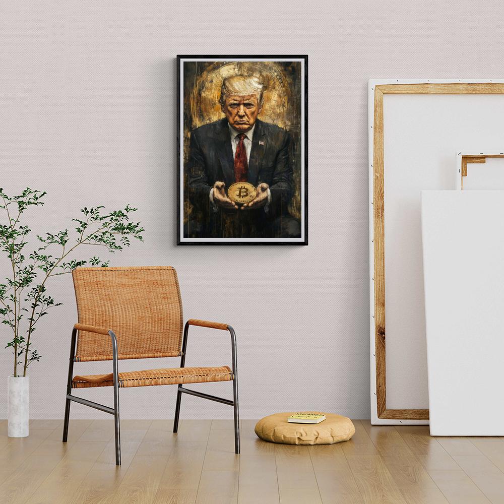 Donald Trump Bitcoin dans un intérieur