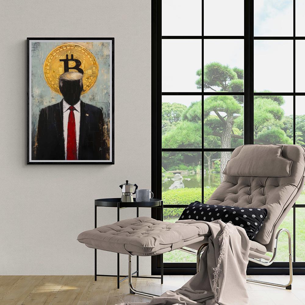Crypto Donald Trump dans un intérieur